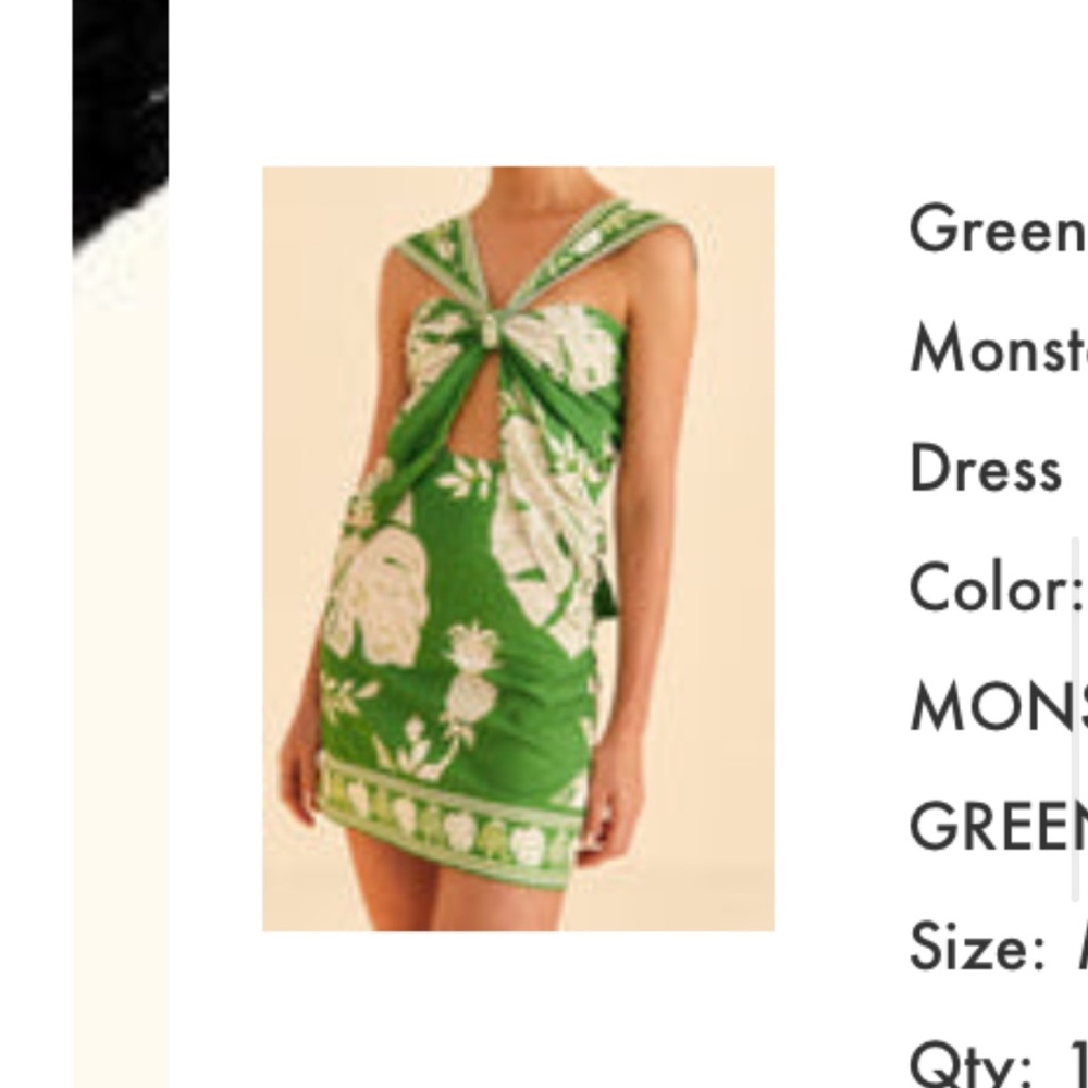 FARM Rio Green Monsteras Mini Dress